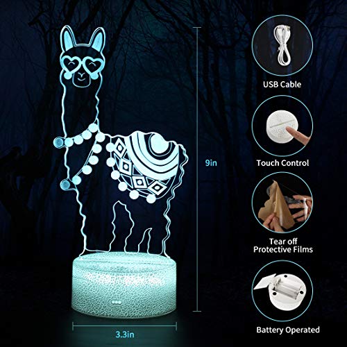 Lámpara nocturna 3D Llama con control remoto y 16 colores miniatura 5