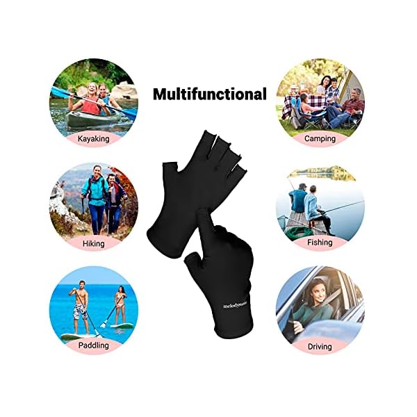 MelodySusie-UV-Glove-for-Gel-Nail-Lamp-Professional-UPF50-UV-Protection-Gloves-for-Manicures-Nail-Art-Skin-Care-Fingerless-Anti-UV-Sun-Glove-Protect-Hands-from-UV-Harm-Sunburn-Home-Outdoor-Use MelodySusie UV Gloves for Gel Nail Lamp, Professional UPF50+ UV Protection Gloves for Manicures, Art Skin Care Fingerless Glove for Women Men Protect Hands from Sun and Nail Dryer Harm (Black)