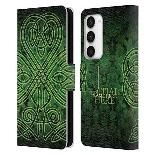 Coque Trèfle Irlandais en cuir avec nom personnalisé pour Samsung Galaxy S23 5G