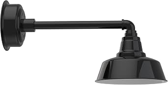 Cocoweb 10" Farmhouse Gooseneck Barn Light with Metropolitan Arm in Black