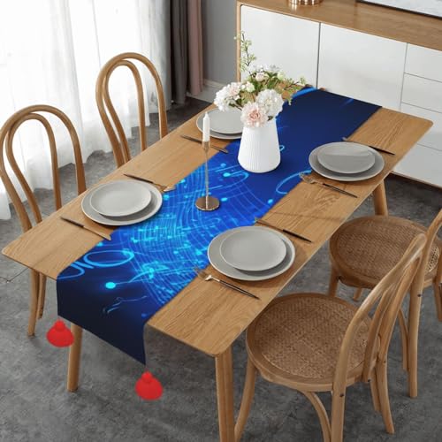 Chemin de table rustique bleu musique pour raviver table terne