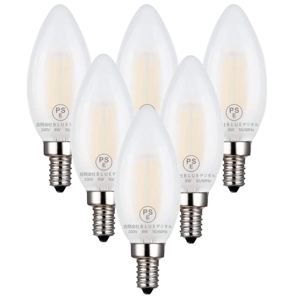 ZYYRSS シャンデリア電球 LED エジソン電球 ローソク型 60Ｗ形相当 720lm E12 6W 復古電球 4000K 昼白色 シャンデリア 蝋燭型 磨りガラスの材質 調光器非対応 6個入り (E12口金, 昼白色)