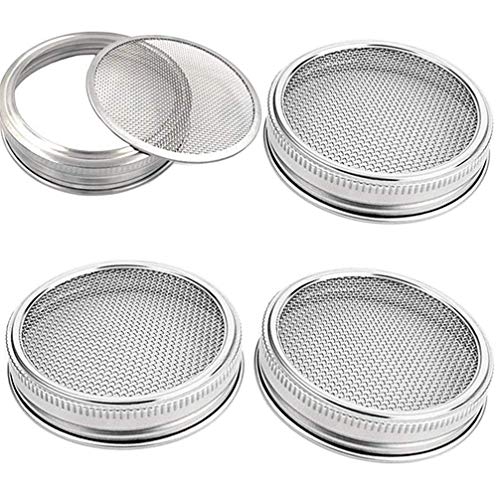EPSVCSEWN Stainless Steel Mesh Jar Sprouting Strainer Lid Kit ( 4 Pack)