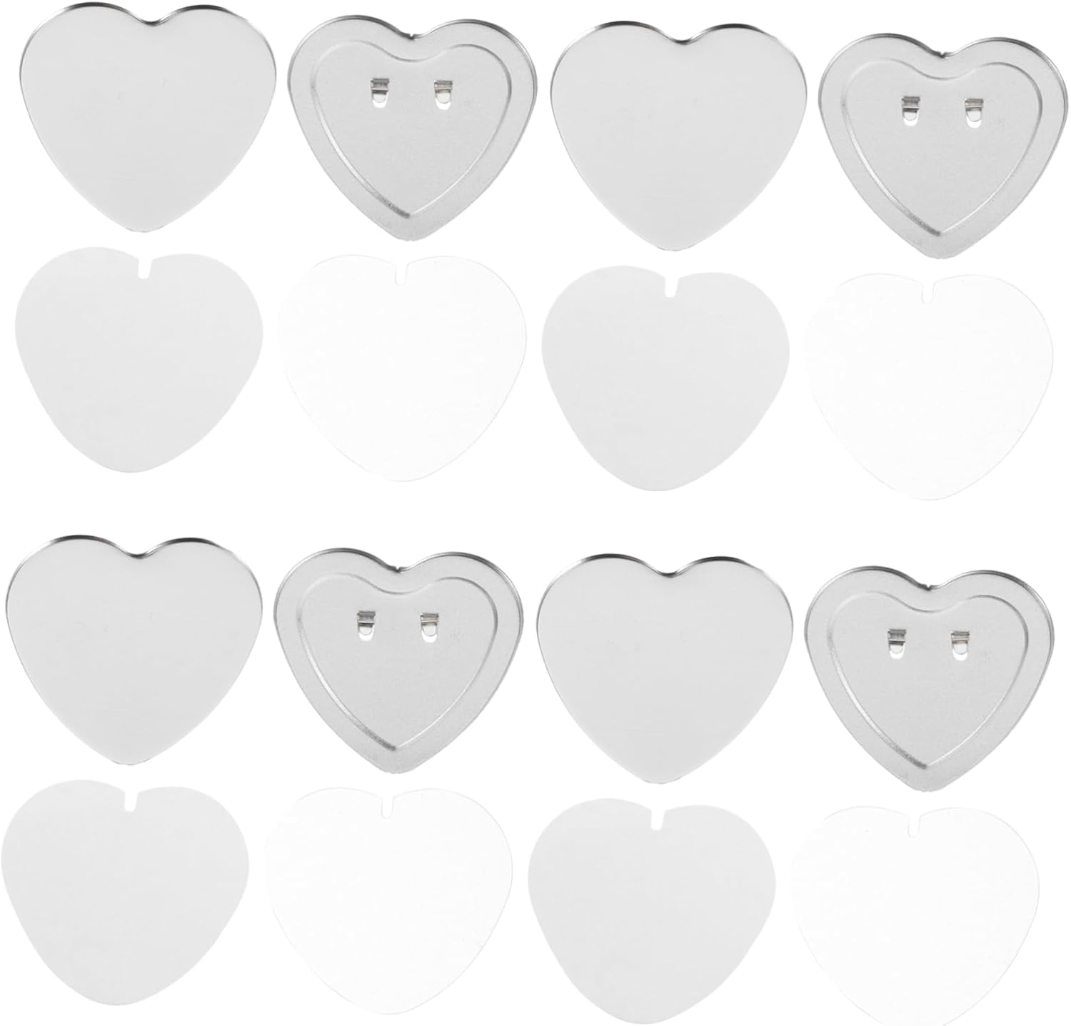 jojofuny 100sets Heart Buttons Blanks Metal Button Supplies for Maker DIY Pins Set Accessory for Pin Making and Badge Decorations