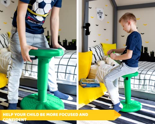 Image of Studico ActiveChairs Adjustable Wobble Stool, Flexible Classroom Seating, Improves Focus, Posture and Helps ADHD /ADD, Sensory Chair, Active Fidget Chairs Adjusts from 16.65 inch to 23.75 inch Ages 13-18 Gree