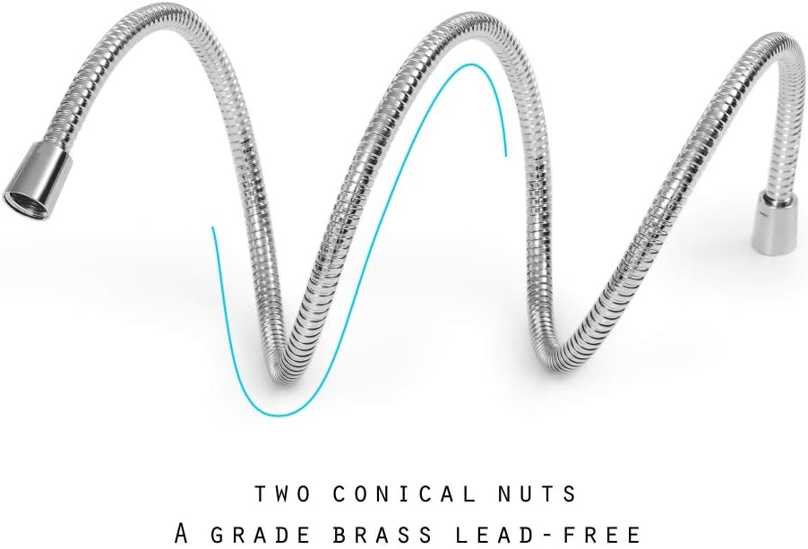 72-inch Shower Hose Replacement, 304 Stainless Steel Extra Long Hand Held Shower Hose With Brass Fitting (72-inch, Stainless Steel) - - 