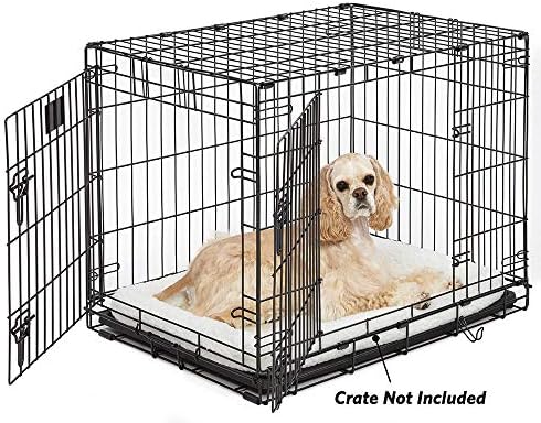 MidWest Homes for Pets 74.4cm x 56.5cm x 7.5cm White Fleece Dog Bed, Comfortable Bolster Dog Bed, Fits a 76.2cm Long Dog Crate, Easy Maintenance Machine Wash and Dry, White, Model 40230 - 2
