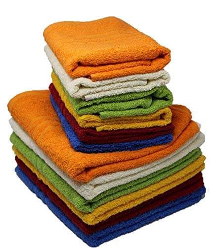 Viterbo Biancheria Set Asciugamani + Ospite Bagno in Spugna 6+6 Viso+Ospite 12 Pezzi Cotone 100% Tinta Unita Ring