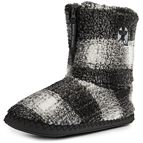 Bedroom Athletics McQueen Check - Botas de forro polar sherpa para hombre con cremallera y espuma viscoelástica, Cuadros blancos y negros., 43/44 EU Cover