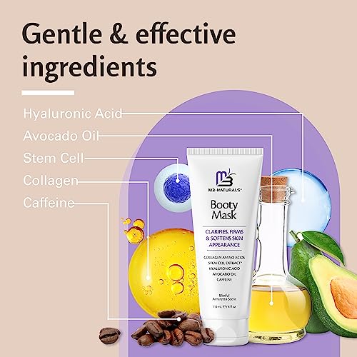Retexturizing Booty Mask for Cellulite - Anti Cellulite Cream for Thighs and Butt Fast Acting Formula with Caffeine & Collagen - Moisturizing Toning Butt Mask for Loose Uneven & Crepey Skin, 4 fl oz