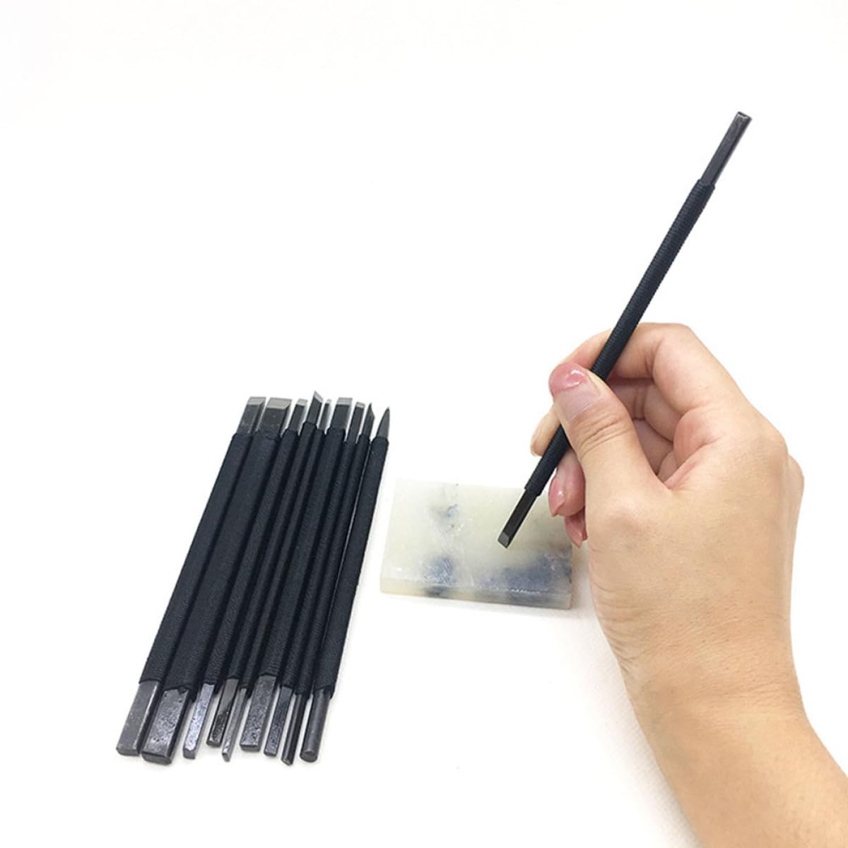 10 Stück Schnitzstein für Kalligraphie aus Wolframstahl Präzise Steinbearbeitungswerkzeuge für Anfänger und Profis für Handwerkliche Gravur und Handgravur