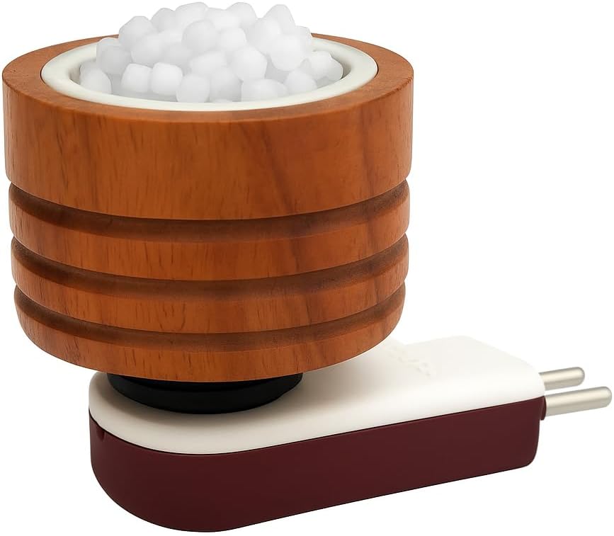 Kapoor Dani Incense Holder, Electric Camphor Burner, Beautiful Intelligent Ceramic Night Lamp with Switch, Aroma Diffuser and Dhupdani with Bakhoor, for Office and Home (Wood)