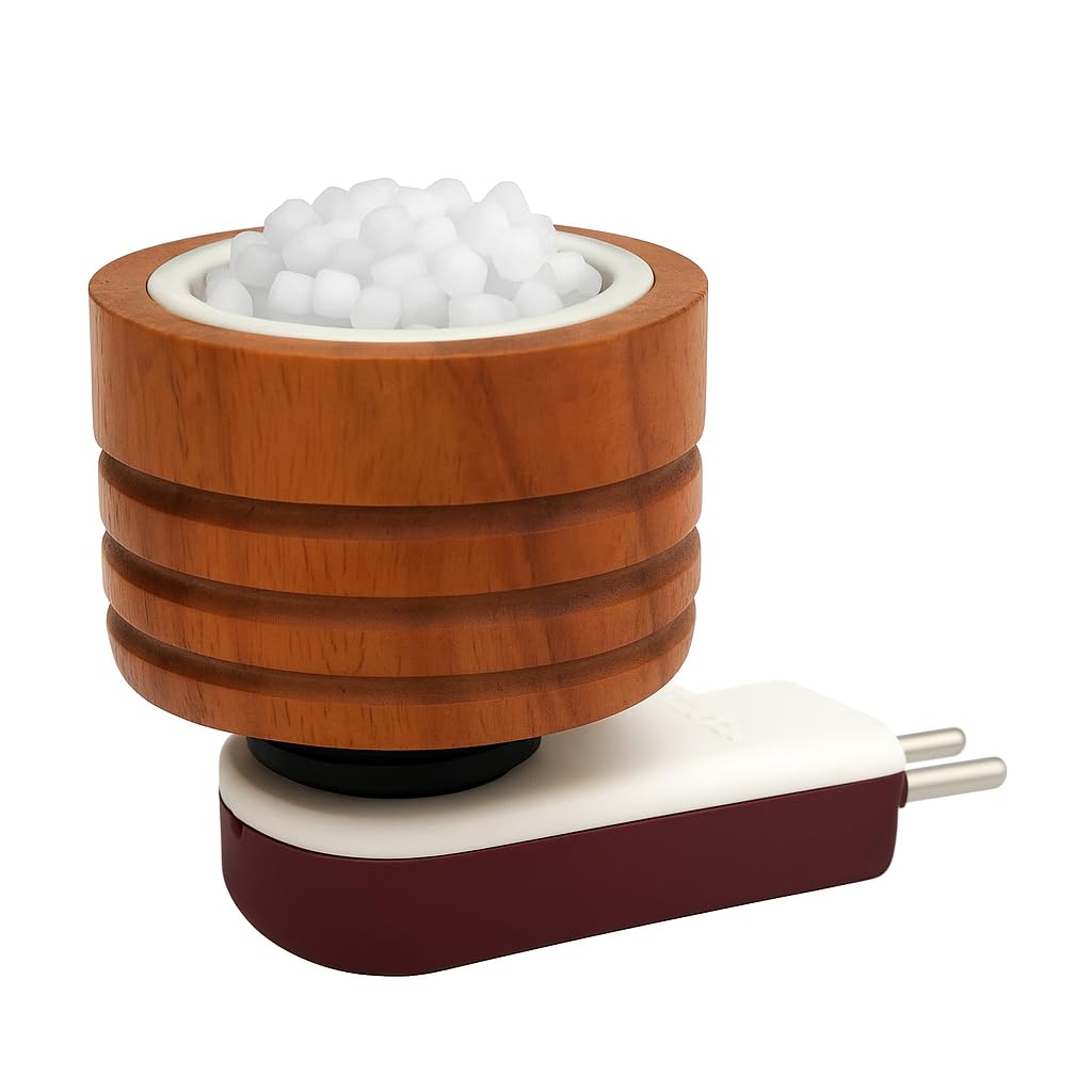 kapoor dani incense holder electric camphor burner beautiful smart ceramic kapur dani night lamp with switch,aroma diffuser and dhupdani with bakhoor,for office and home (wooden)