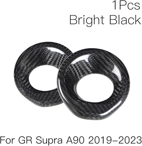 Miniatura 9 de JSWAN Fibra de carbono 2 unids puerta audio anillo decoración adhesivo para Supra A90 A91 GR MK5 cuerno círculo decoración cubierta puerta panel