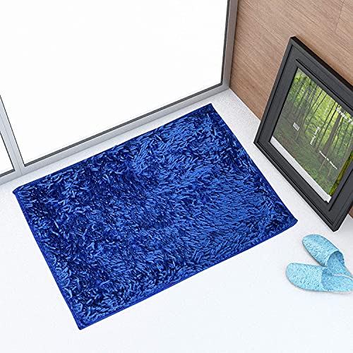Image of CASA-NEST Premium Anti Skid Bath Mat,Super Soft Doormat,Shaggy Microfiber,Washable,Size=16x24 inchColor-Blue