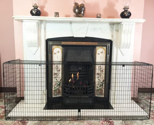 Crannóg Ausziehbareres Kaminschutzgitter | Feuerschutz für Babys, Kinder und Haustiere | Geeignet für offene Kamine und Öfen | aus legiertem Stahl | Schwarz