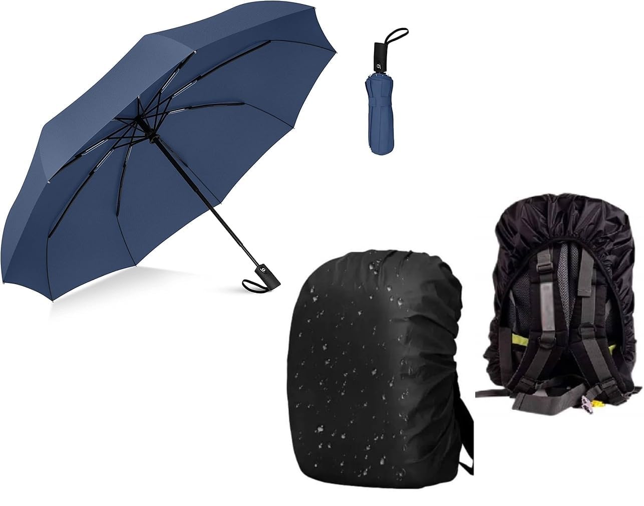 Umbrella for Rain with Bag Cover for Rain, Windproof, UV Protection with 3 Fold Umbrella and Waterproof Bag Cover for Travel-image-45
