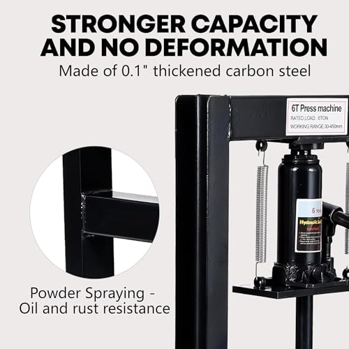 Garvee 6 Ton Hydraulic H-Frame Shop Press, Adjustable Table & Stamping — view 4