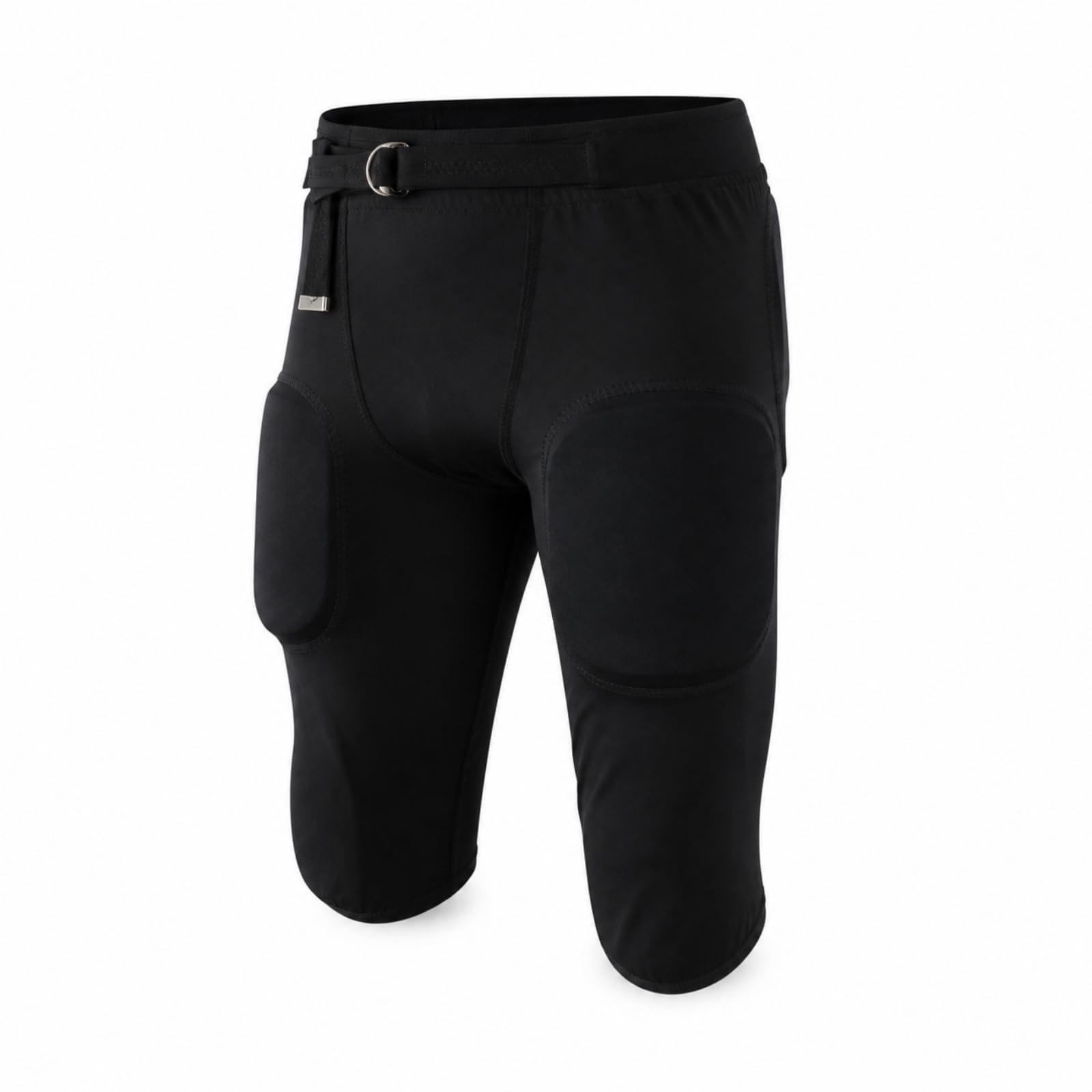 Pantaloni Protettivi da Calcio Imbottiti Sportivi da Gioco Atletici Compressivi Tessuto in Poliestere Leggero , Nero , M