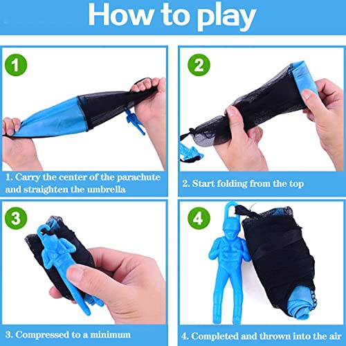 JX 6Pcs Parachute Toy, Tangle Free Throwing Parachute Toys, Hand Throw Flying Toys, Army Man with Parachutes, Kids Parachute Toys for Children\'s Outdoor Play Gifts, Summer Activities, 6 Colors - Thumbnail 2
