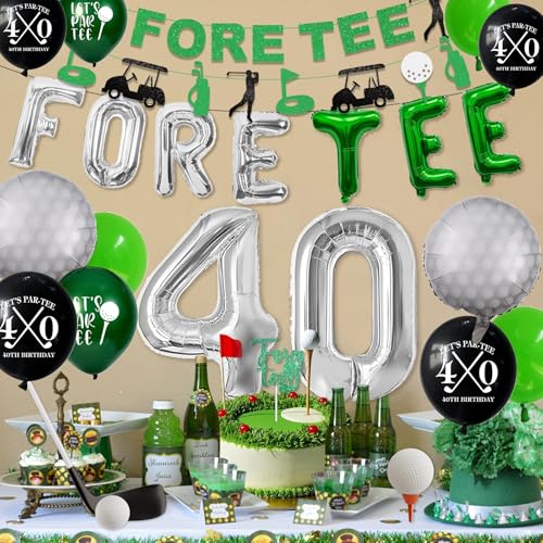 40th Birthday Decorations for Men, Golf Themed Happy 40th Birthday Party Decorations Balloons Numbers Banner Accessories Gifts for Men by Yifvhn - Image 2