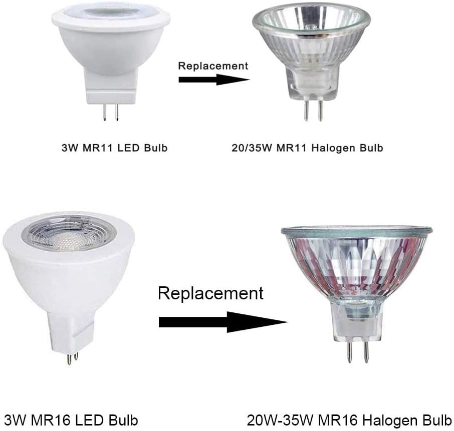 Landscape LED Bulbs Bundle with 2pcs 3W MR11 LED Bulbs and 3pcs 3W MR16 LED Bulbs for 12V Low Voltage Outdoor Landscape Lighting