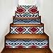 6 sztuk Modern Art naklejki na schody, etniczne kolory wzornictwa winylu naklejki dekoracyjne do domu, diy schody samoprzylepna dekoracja naklejki ścienne, 7x39 cali