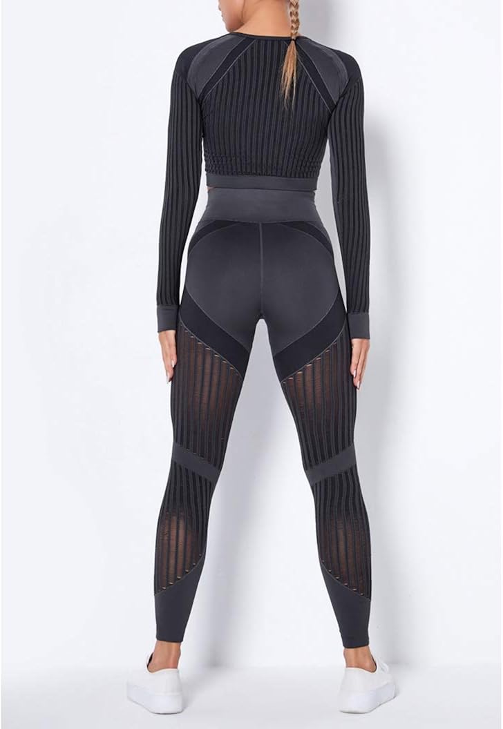 Miniatura 5 de Manon Rosa - Conjuntos de entrenamiento para mujer, 2 piezas, ropa de yoga, fitness, ejercicio, ropa deportiva, leggings, camiseta corta para