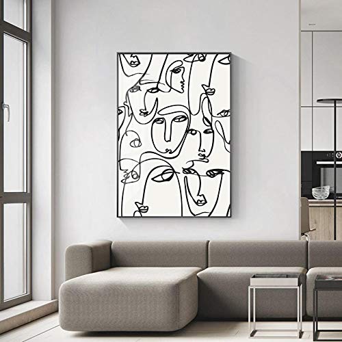 Figure dessin au trait impression sur toile de coton supérieure