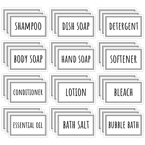 Image of Segbeauty Waterproof Labels for Bottles, 36PCS Laundry Labels Bathroom Labels for Organizing, Self-Adhesive Removable Cleaning Label Soap Stickers for Bathroom Kitchen Laundry House Organization