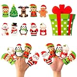 WATINC Christmas Felt Finger Puppets for Kids - 10 Xmas Characters Storytelling Role Play Kit with Storage Bag, Educational Toys for Classroom, Church & Home Holiday Activities (11pcs)
