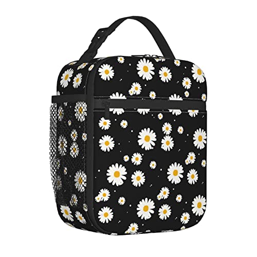 Daisy Floral Lunch Box For Women Men Insulated Reusable Portable Lunch Tote Bag, Lunch Cooler Thermal Bag Leakproof Lunchbox For Adults Office Work Picnic Travel #TOP1