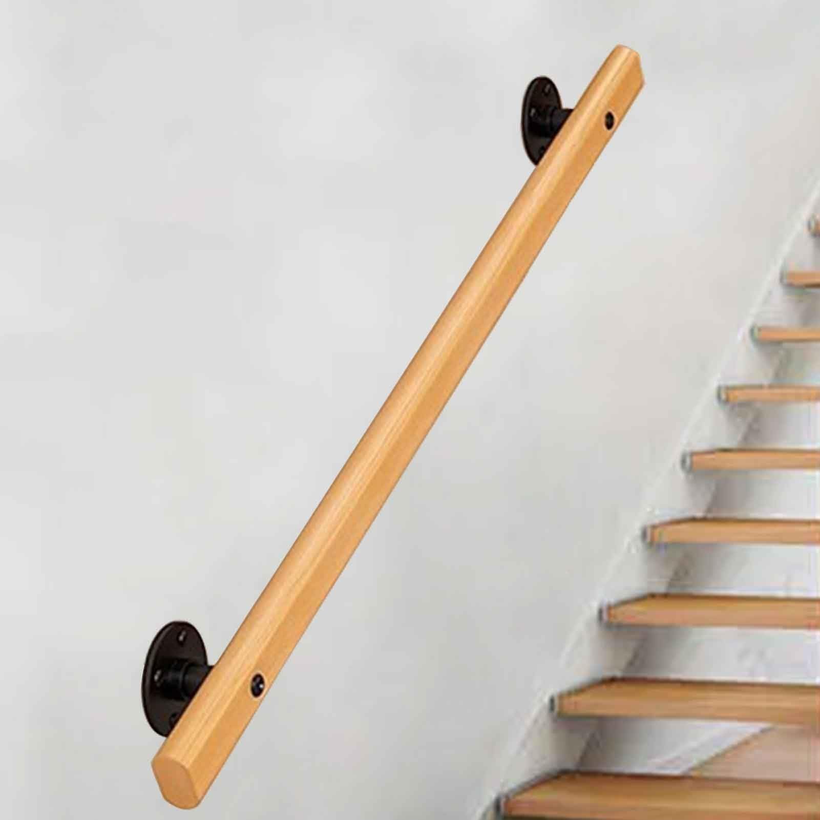 Rambarde d'escalier 450cm robuste avec balustres muraux en bois rigide
