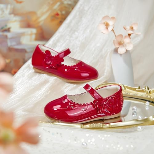 Image of PHIRAMIN Toddler Flower Girl Glitter Dress Shoes Little Girl Ballet Flats Bow Wedding Party