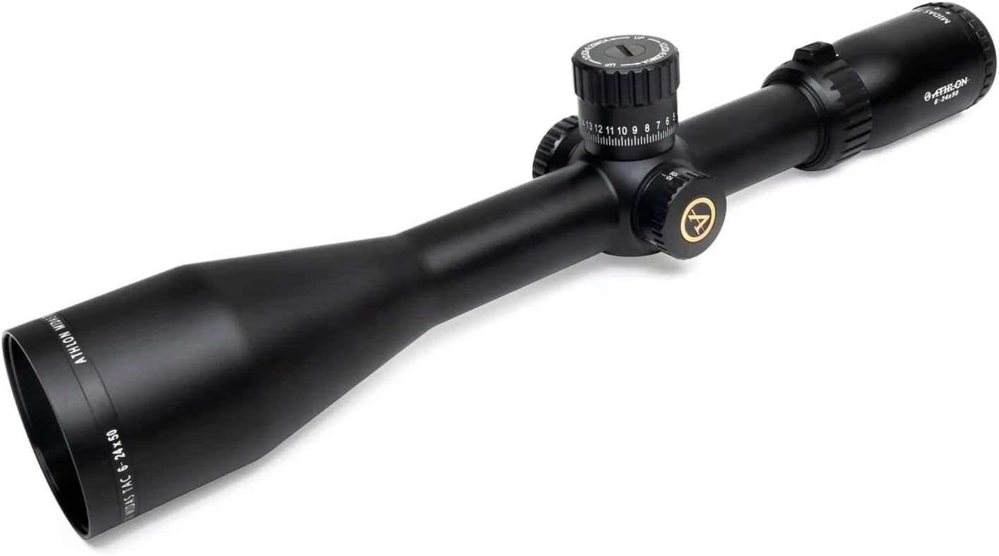Athlon Optics Midas TAC HD 6-24x50 F1/First Focal Plane 30mm Tube Magnifying True Precision Zero Stop Shockproof Weatherproof Hunting Long-Range Target Shooting Gun Scope