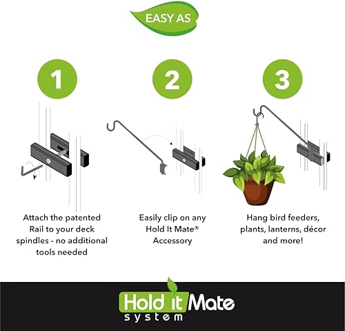 Miniatura 3 de Kits de ganchos largos ideales para comederos de pájaros, cestas de flores más ligeras, campanillas, etc. Solo para barandillas verticales de