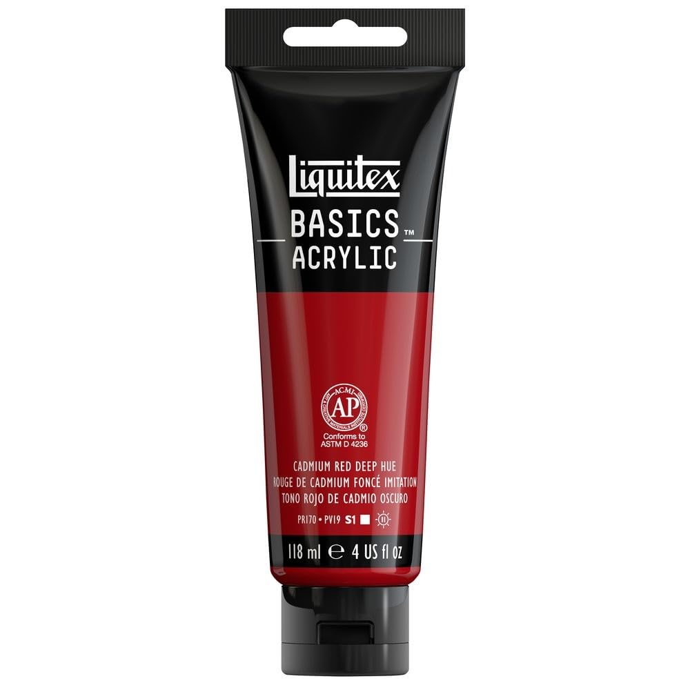 LIQUITEX Basics Acrylic Paint, Cadmium Red Deep Hue, 118 ml Tube