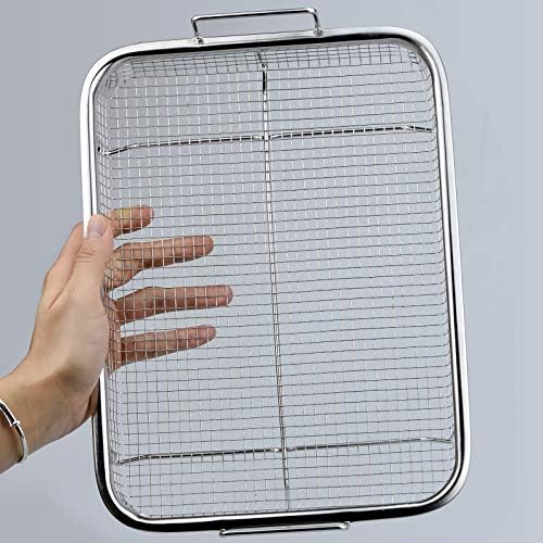Winfred Grilling Basket Stainless Steel Filter Basket, BBQ Grilling Basket Home Outdoor Barbecue Shelf Silvery