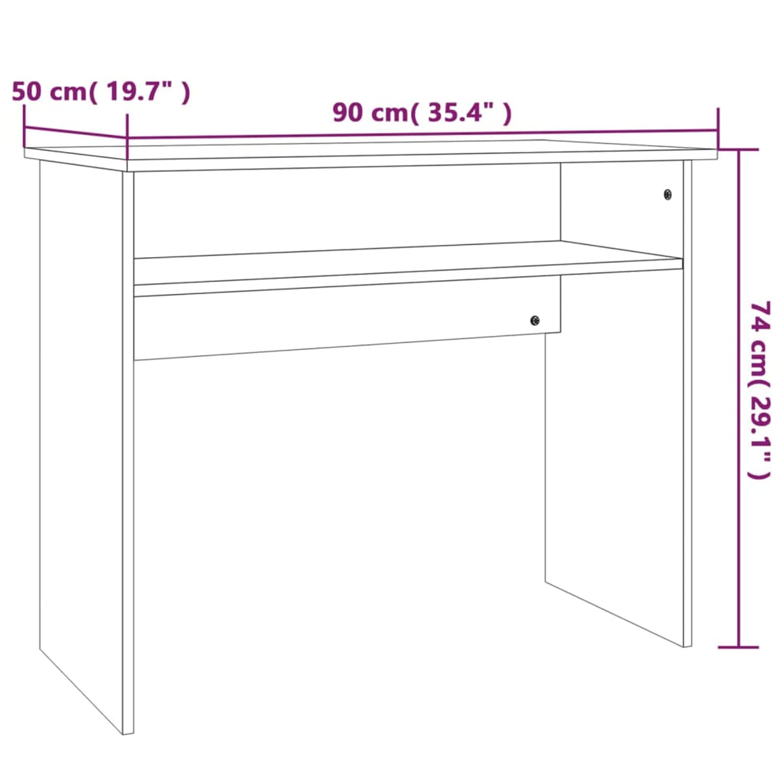 Homgoday Scrivania da ufficio per computer, piccolo tavolo da lavoro per bambini, con spazio di archiviazione, per camera da letto, soggiorno, studio, incenso, 90 x 50 x 74 cm, materiale in legno