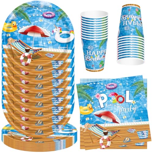 MEZHEN Swimming Pool Partygeschirr Kindergeburtstag Deko Summer Geburtstag Party Geschirr Pool Pappteller Becher Servietten Geburtstagsparty Sommerparty Babyparty Strand Tischdeko MEZHEN Swimming Pool Partygeschirr Kindergeburtstag Deko Summer Geburtstag Party Geschirr Pool Pappteller Becher Servietten Geburtstagsparty Sommerparty Babyparty Strand Tischdeko