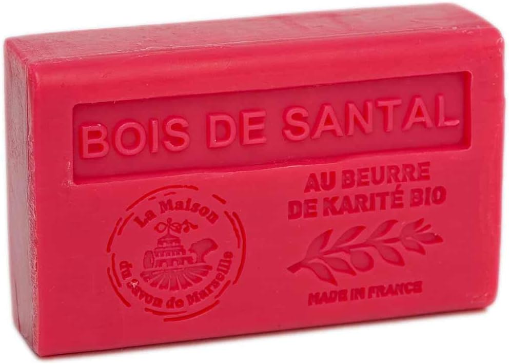 Maison Du Savon De Marseille - French Soap Made with Organic Shea Butter - Sandalwood Fragrance - 125 Gram Bar