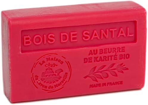 Maison Du Savon De Marseille - French Soap Made with Organic Shea Butter - Sandalwood Fragrance - 125 Gram Bar