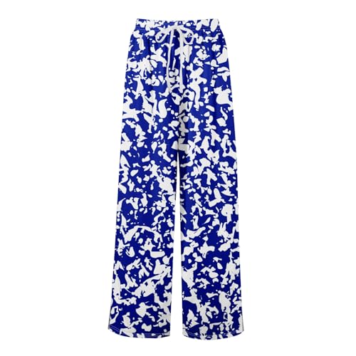Summer Pants for Women 2025 Palazzo Pants Casual Wide Leg Culottes with Pockets High Waist Drawstring Beach Vacation Clothes3