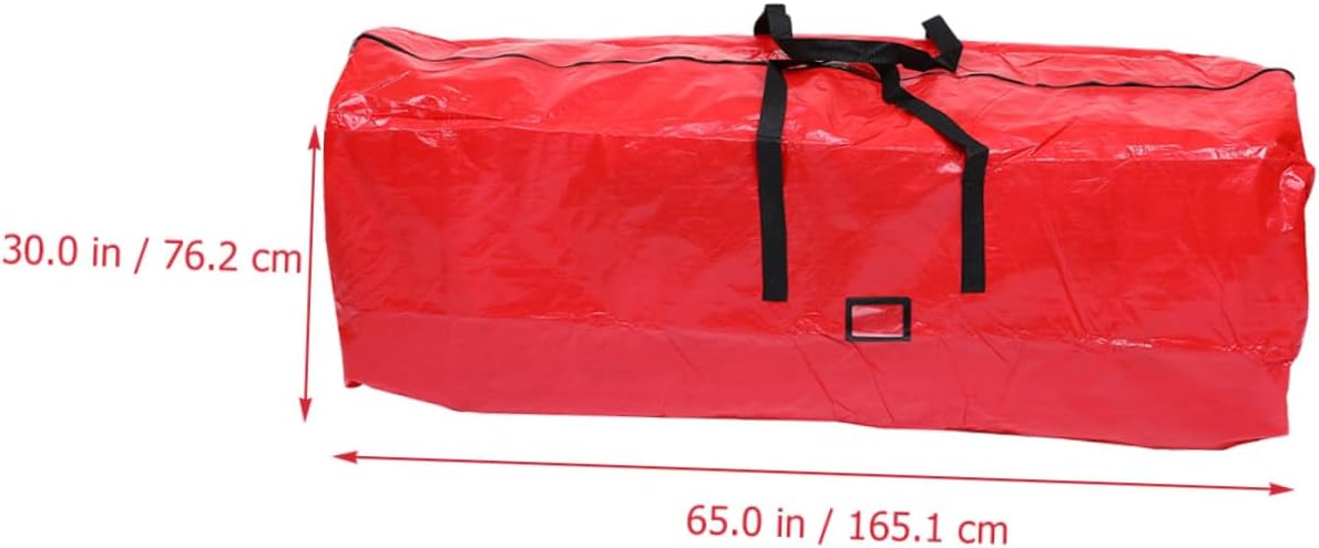 TIDTALEO Christmas Tree Storage Bag Waterproof Zippered Large Holiday Tree Organizer Pouch 165x38x76cm Red Dustproof Storage Container for Home Seasonal Decor