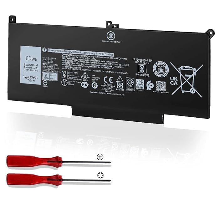 Image of R & I F3YGT 7.6V 60Wh Laptop Batteries Compatible with Dell Latitude 12 7000 7280 7290 13 7380 7390 14 7480 7490 E7280 E7480 E7290 E7380 E7390 E7490, Fits 2X39G DM3WC 0DM3WC DM6WC KG7VF