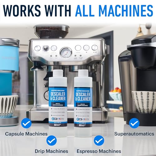 Image of Essential Values Universal Descaling Solution, Made in the USA for Delonghi, Keurig, Breville,Nespresso (4 Uses) Coffee Machine Descaler Cleaner for all Automatic Coffee Makers & Espresso Machines