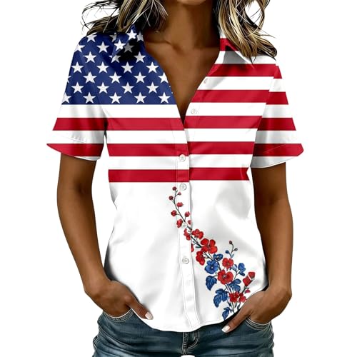 Chemise imprimée décontractée motif patriotique pour homme