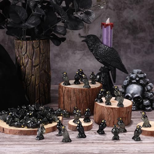 Figurines pour Halloween mini-corbeaux résine phosphorescents - 4