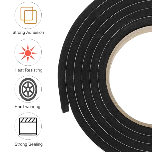Image of uxcell 3pcs Rolls Single Sided Foam Tape Removeable EVA Sponge Mounting Tape Strong Adhesive Tape Strips(Black, 7ft x 1 /2 inch x 1 /4 inch) for Home Paint Wall Hanging Poster Decor