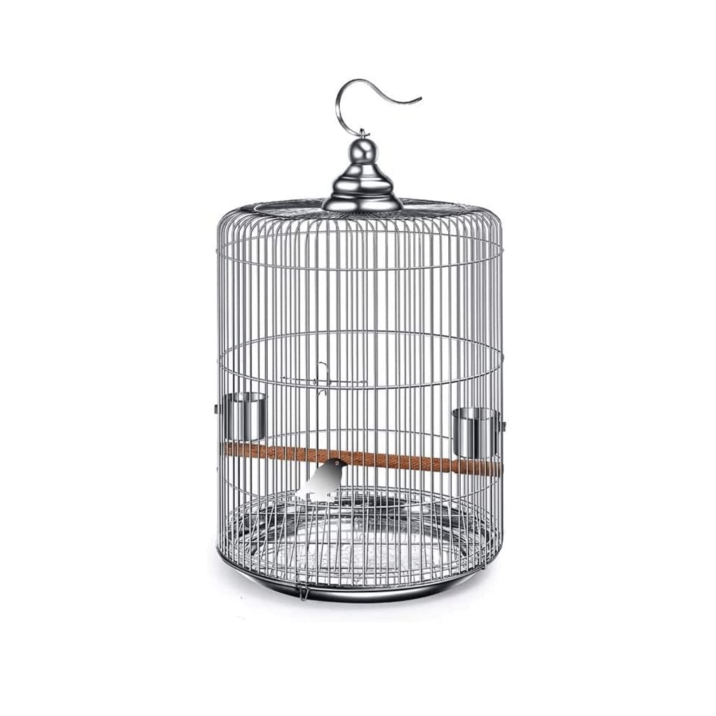 HTTGDGDH Simple Bird Cage Metal Round Birdcages Large Hanging Bird Carriers Parrot Flight Cage For Travel Home Gifts,Round 36cm/14.1in